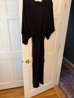 Garnet Hill Black Wide-Leg Jumpsuit with Tie Waist